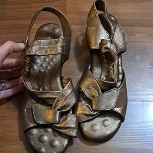 Walking Cradles Metallic Bronze Knot Slingback Sandals